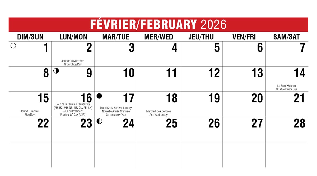 Galleria Canadian Scenes( ENG/Fr) Promotional Desk Calendar- 2026